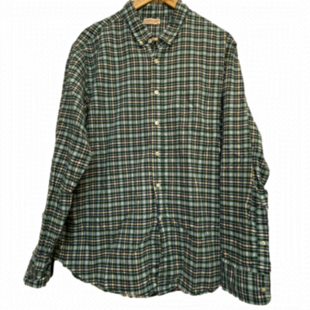 𝅺MEN'S XL button down long sleeve plaid shirt 100% cotton